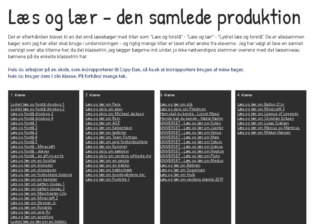 Mange læs og lær opgaver